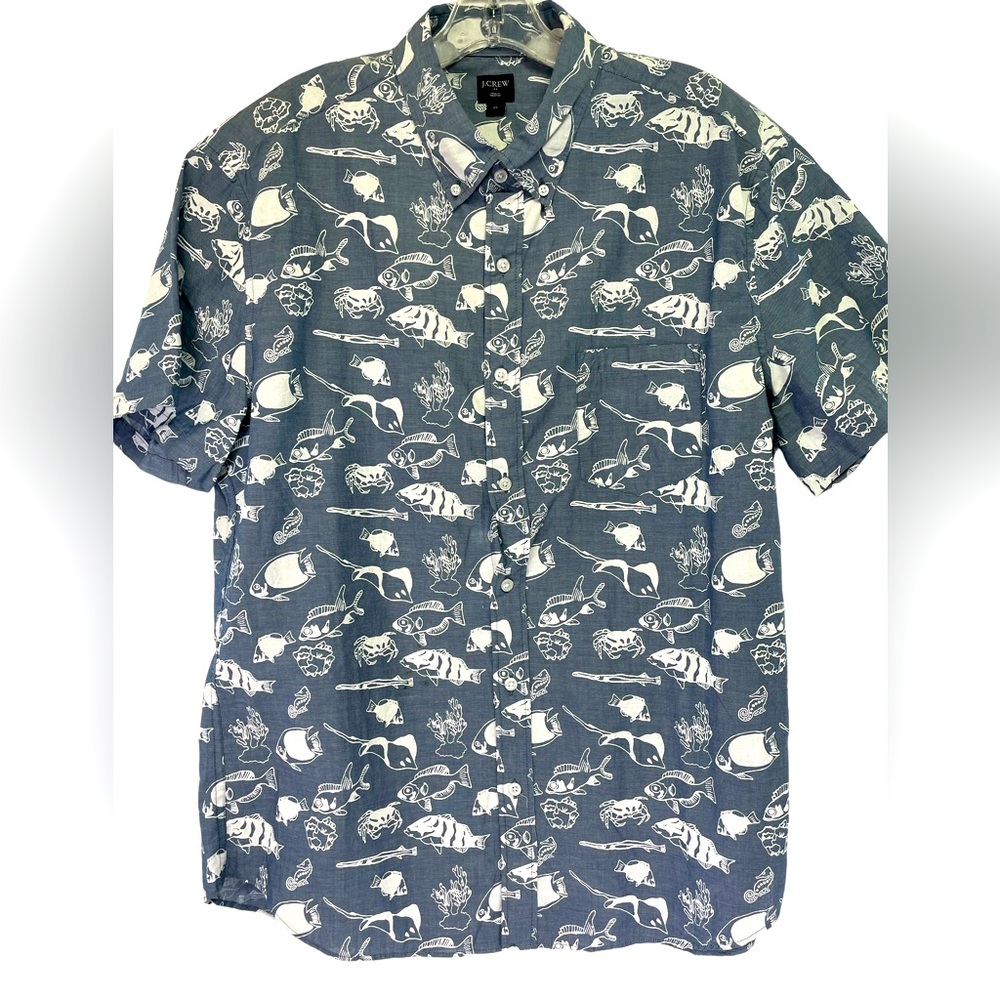 J Crew Fish Pattern Mens Sz XL Button Down Shirt‎ (i27) NW/OTs